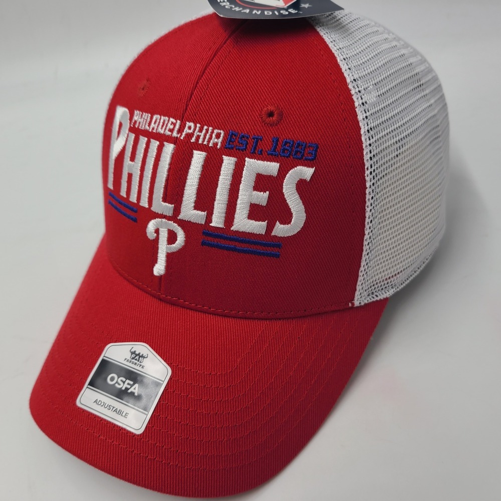 Philadelphia Phillies Hat Snapback Trucker Mesh Fan Favorite Red White MLB‎ Men